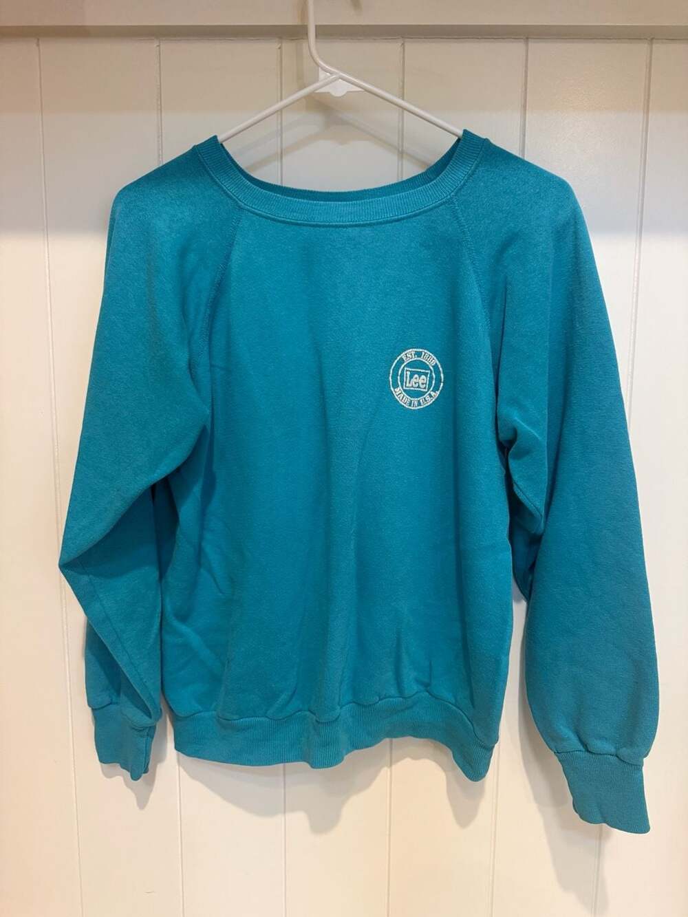 Lee Vintage 80s Sweatshirt Size Small Turquoise Made in USA